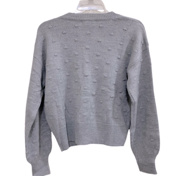 Vylette Heather Gray Bauble Stitch Pom Pom Sweater Junior M - Picture 3 of 14